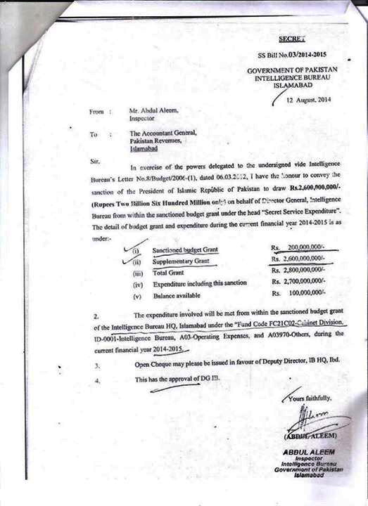 Proof of supplementary grant issued to Intelligence Bureau of Pakistan-2